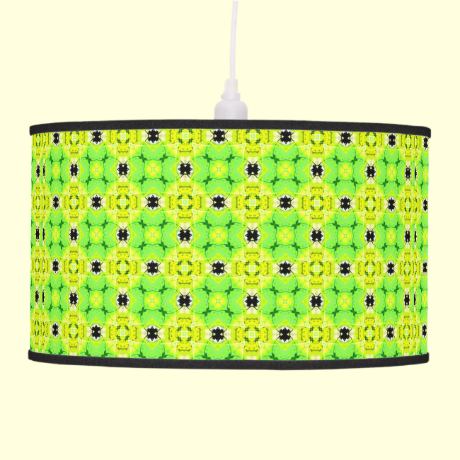 Circle Lattice of Floral Lime Green Modern Quilt Hanging Lamps