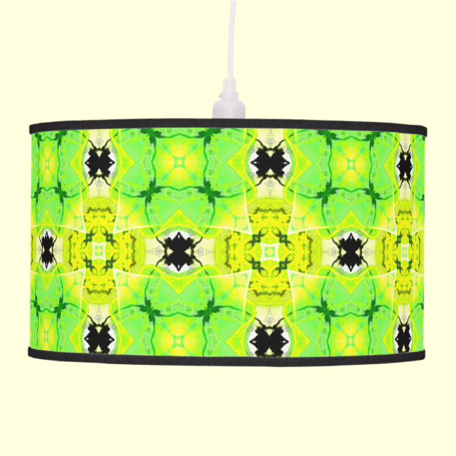 Circle Lattice of Floral Lime Green Modern Quilt Hanging Pendant Lamps
