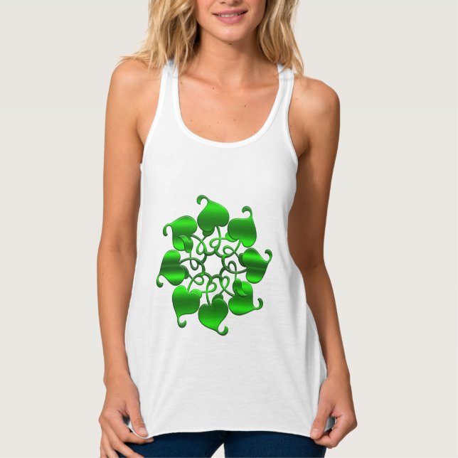 circle leaves green mandala tank top (Front)