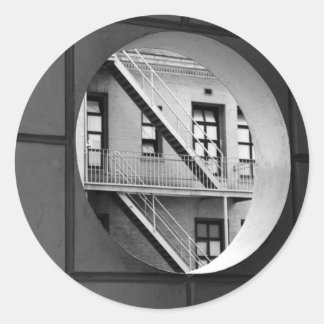 Circle & Lines Architecture Black and White Photo Classic Round Sticker