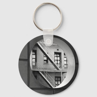 Circle & Lines Architecture Black and White Photo Keychain