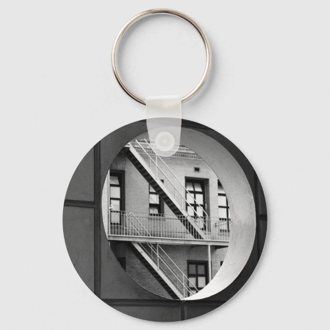 Circle & Lines Architecture Black and White Photo Keychain (Front)