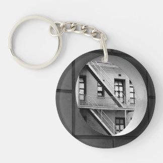 Circle & Lines Architecture Black and White Photo Keychain