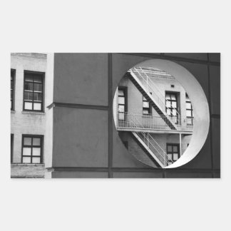 Circle & Lines Architecture Black and White Photo Rectangular Sticker