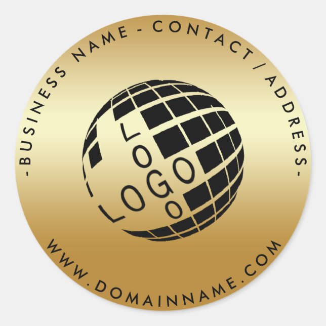 Circle Logo And Text Gold Texture Classic Round Sticker (Front)