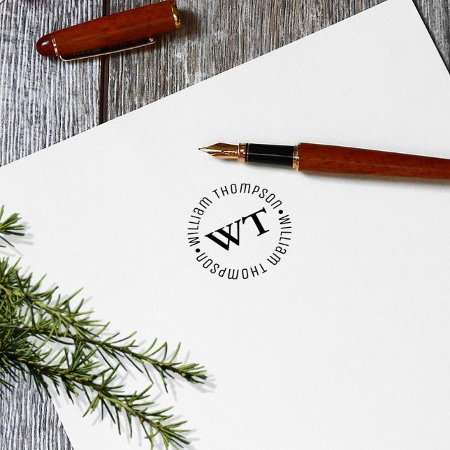 Circle Logo Monogram (name & initials) Rubber Stamp (Creator Uploaded)