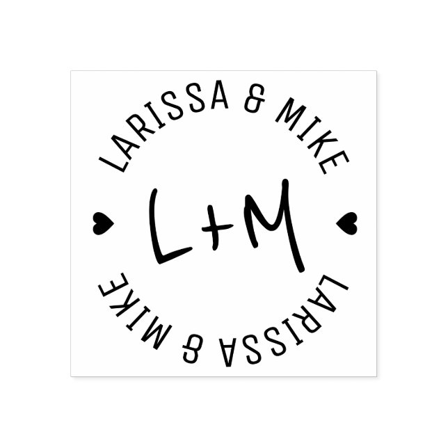 circle logo monogram (names & initials) rubber stamp (Imprint)
