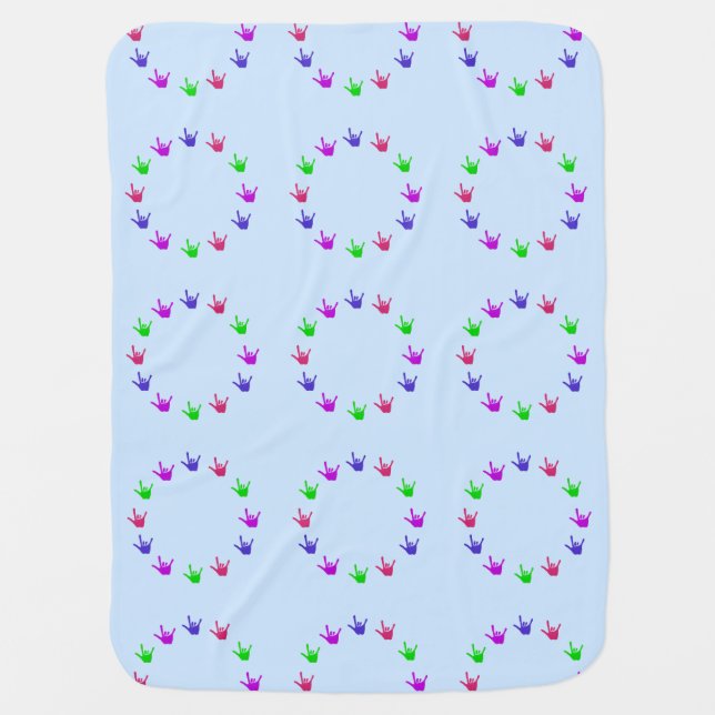 Circle Love Sign Language Hands Blue Baby Blankets (Front)