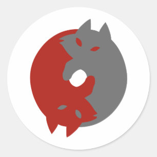 Circle mandala grey and red - Choose back color Classic Round Sticker