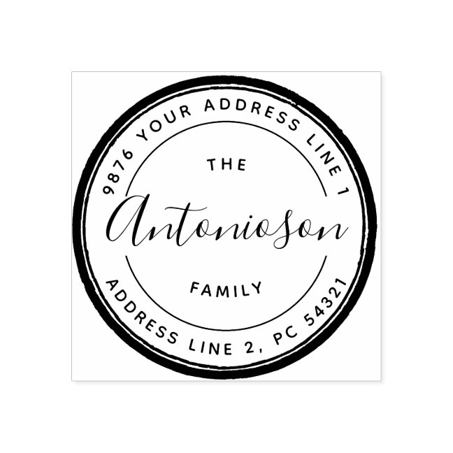 Circle Minimal Signature Rubber Stamp