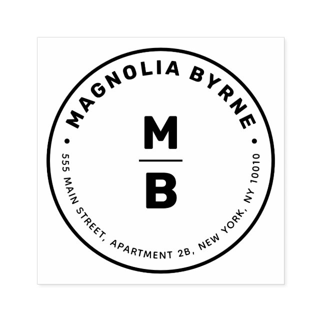 Circle Monogram Address Rubber Stamp (Imprint)