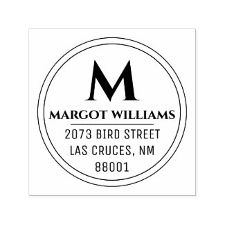 Circle Monogram Custom Name Return Address Self-inking Stamp