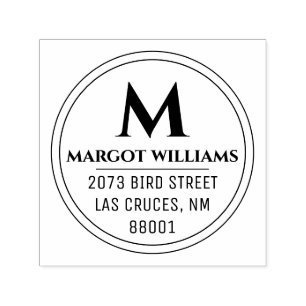 Circle Monogram Custom Name Return Address Self-inking Stamp