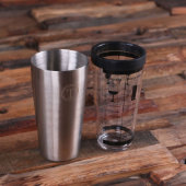 Circle Monogram Engraved Steel Cocktail Mixer (Front Left)
