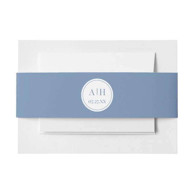 Circle Monogram Initials Dusty Blue Belly Band (Front Example)