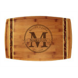 Circle Monogram Marbled Bamboo Cutting Board<br><div class="desc">This 18" x 11" marbled bamboo cutting board makes the perfect gift for any occasion! Great for weddings, birthdays, anniversary, or house warming gifts. Show off your personalized cutting board with the beautiful laser engraving that will last a lifetime. This board not only makes for a great gift, you can...</div>