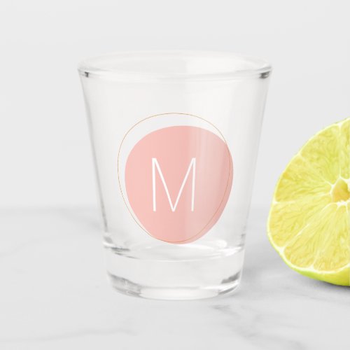 Circle Monogram Minimal Design in Blush Pink Shot Glass