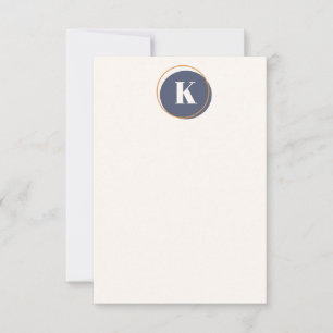 Circle Monogram Minimal Design in Navy and Cream Note Card