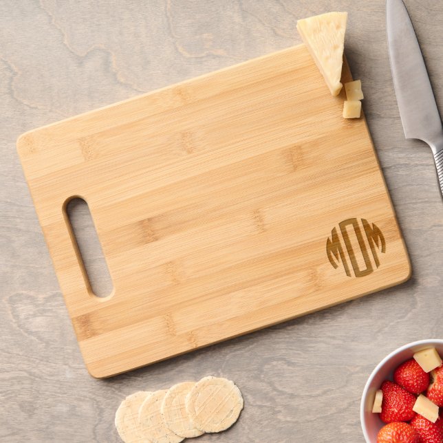 Circle Monogram MOM Coffee Engraved Cutting Board (Cheese)