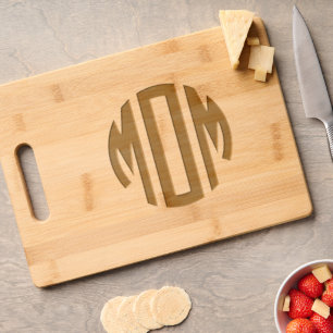 Circle Monogram MOM Coffee Engraved Cutting Board