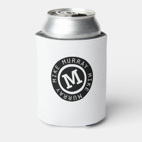 circle monogram on a cool can cooler