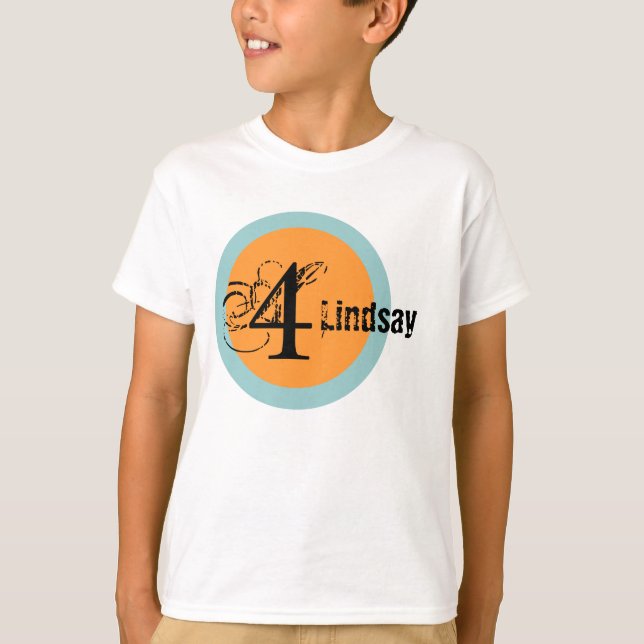 Circle Name and Age 4th Birthday Tshirt (Front)