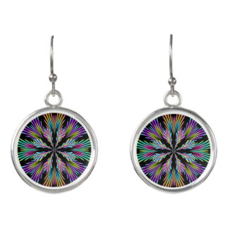 circle of abstract multicolored lines earrings