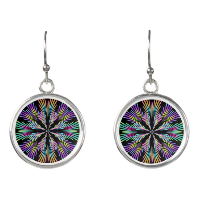 circle of abstract multicolored lines  earrings (Front)