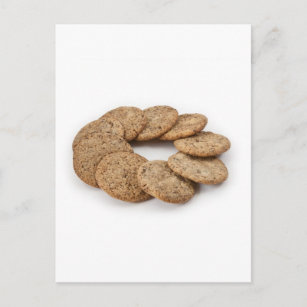 Circle of cookies on a white background postcard