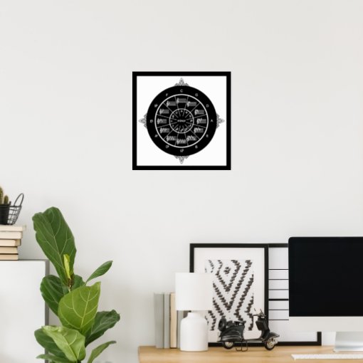 Circle of Fifths Black and White Elegant Graphic Poster | Zazzle