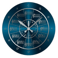 Circle of Fifths Blue Light Beams Large Clock