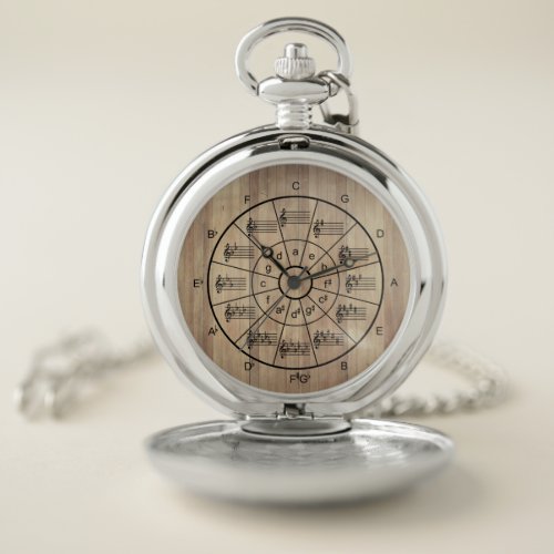 Circle of fifths brown color musicians pocket watch