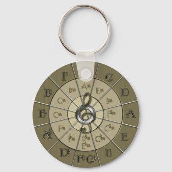 Circle Of Fifths Deco Gold Keychain by Specialeetees at Zazzle