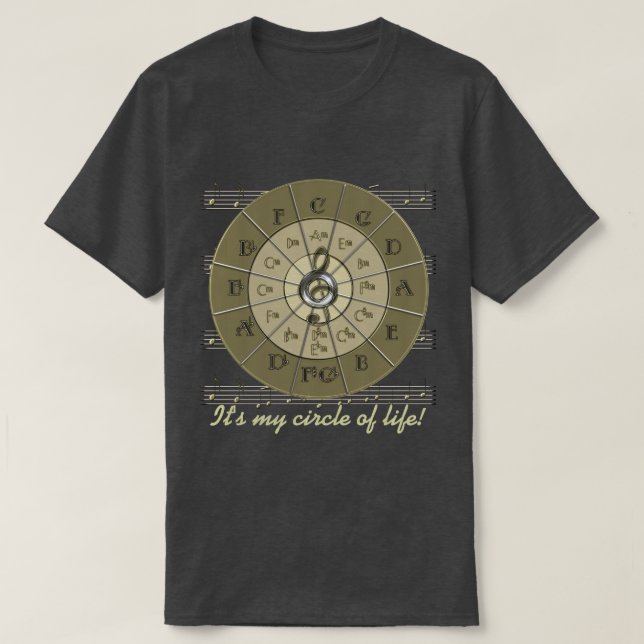 Circle of Fifths Deco Gold T-Shirt (Design Front)