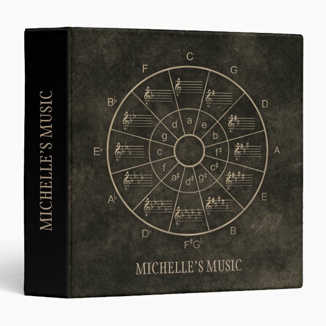 Circle of fifths design for musicians 3 ring binder (Front/Spine)