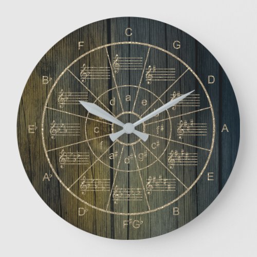 Circle of fifths design for musicians large clock