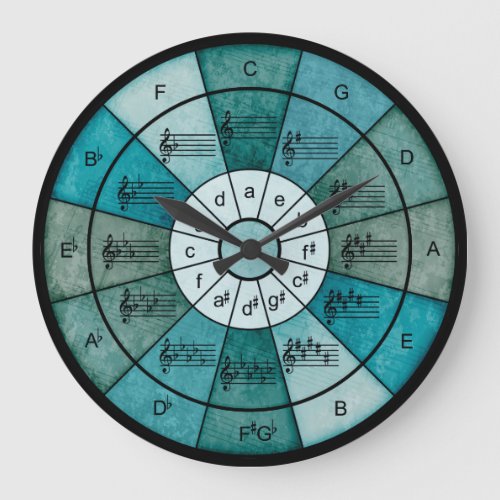 Circle of fifths elegant design for musicians large clock