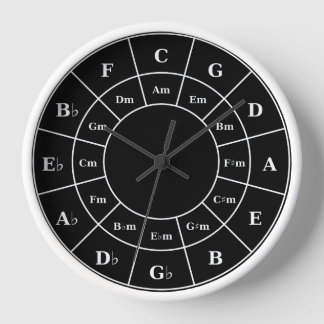 Circle Of Fifths in White - Musician Design Watch Clock
