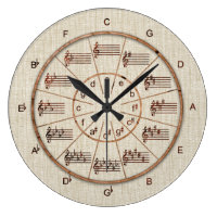 Circle of Fifths Look of Wood for Musicians Large Clock