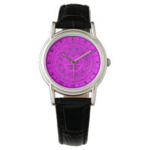 Circle of Fifths Magenta Vintage Leather Watch