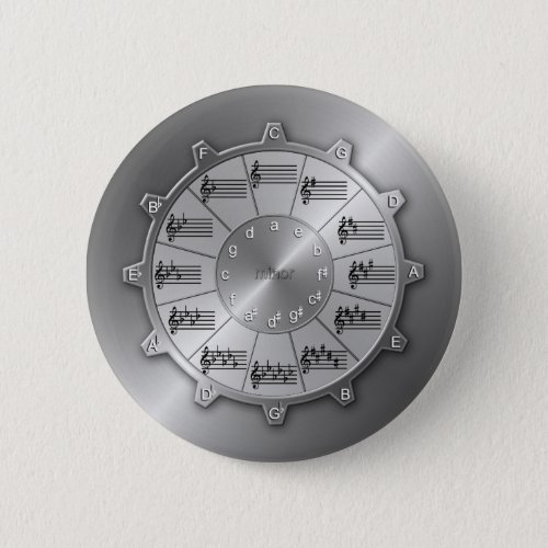 Circle of Fifths Musical Gear Pinback Button