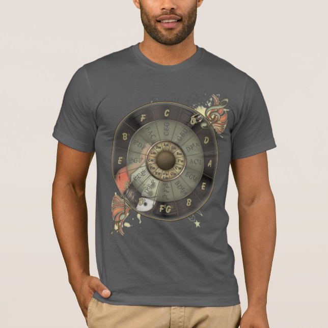 Circle Of Fifths Retro Guitar T-Shirt (Front)