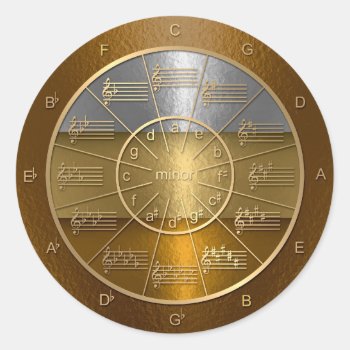 Circle Of Fifths Shines For Musicians Classic Round Sticker by colorwash at Zazzle