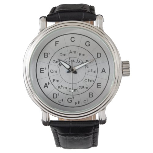 Circle of Fifths Time for Music Black Silver Watch