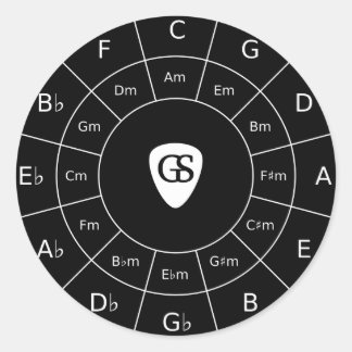 Circle Of Fifths - White Design for Musicians Clas Classic Round Sticker
