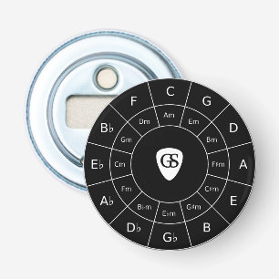 Circle Of Fifths - White Music Theory Graphic Bott Bottle Opener