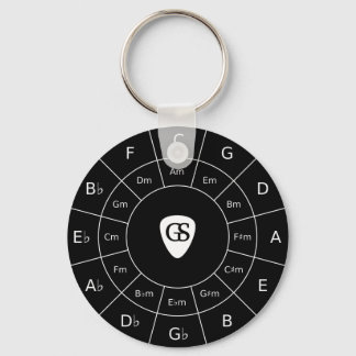 Circle Of Fifths - White Music Theory Graphic Keyc Keychain
