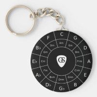 Circle Of Fifths - White Music Theory Graphic Keychain