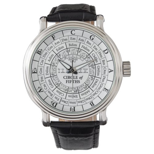 Circle of Fifths White Vintage Leather Watch