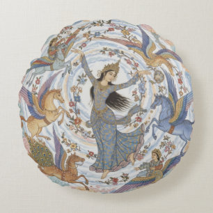Circle of Flight and Bloom Round Pillow